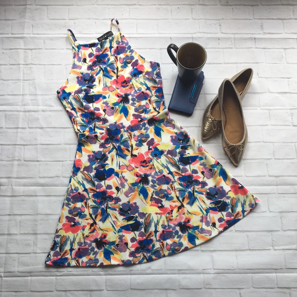 NWOT Floral Spaghetti Strap Dress By Derek Heart